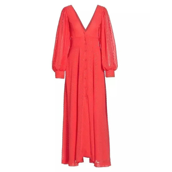 Kimberly Goldson NEW Lesli Jacquard Maxi Dress SIZE Xs WOMENS Coral Gold - Picture 13 of 16